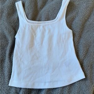 Old Navy White Ribbed Square Neck Tank